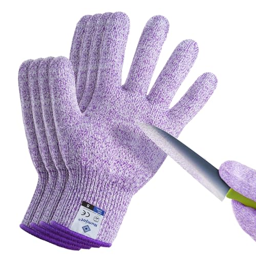 Cutting Gloves, Food Grade Level 5 Protection, Safety Kitchen Cut Gloves for Oyster Shucking, Fish Fillet Processing, Mandolin Slicing, Meat Cutting and Wood Carving. (Violet-Medium 2 Pairs) - color: Violet, size: Medium (Pack of 4)