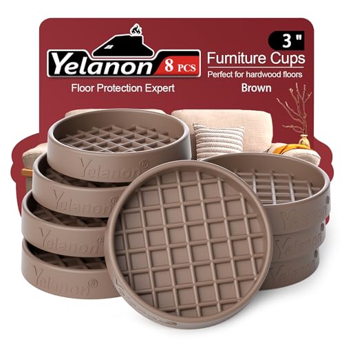 Furniture Coasters-8 Pcs 3" Round Non Slip Furniture Pads-Furniture Caster Cups-Non Skid Grippers Rubber Furniture Feet Anti Slide Hardwoods Floor Protector Brown - color: 8pcs3"round Brown Square