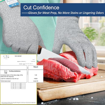 Dowellife Cut Resistant Gloves A9 Maximum Protection - Food Grade Kitchen & Chef Gloves for Food Prep, Knife Cutting, Mandoline Slicing, Butcher, Oyster Shucking, Fish Handling (X-Large, 2 Pairs) - size: X-Large (Pack of 2)