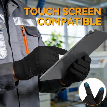 OZERO Work Gloves for Men Women: Mechanic Glove Touchscreen Firm Grip Dexterity Light Duty Gloves for Gardening Construction - size: Medium, style: Pack of 3