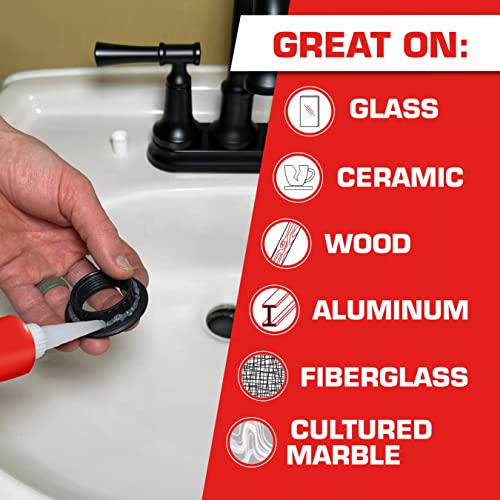 Loctite Silicone Sealant, Clear, 2.7 fl oz Tube, 6 Pack - 100% Waterproof Sealant for Glass, Ceramic, Wood, Plastic & More - size: 6 Pack 2.7 oz Tubes