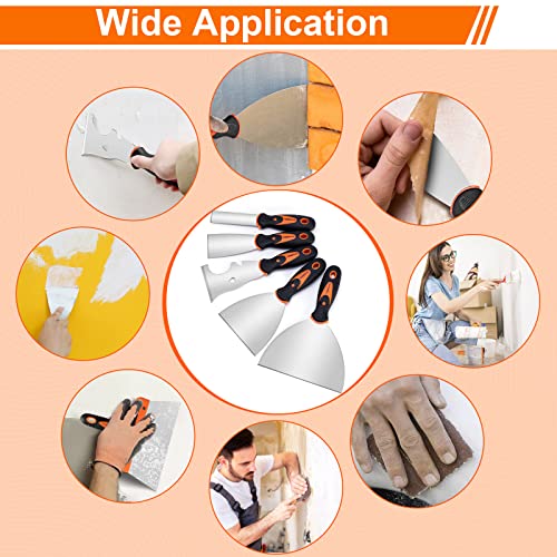 THINKWORK Putty Knife Set - 14Pcs Stainless Steel Paint Scraper Tools, Drywall Knife Set for Removing Wallpaper, Repairing Drywall, Applying Putty, Taping, Scraping Plaster, Cement, Adhesive