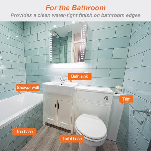 White Caulk Tape Waterproof Self Adhesive, Toilet & Bathtub Sealant Strip, Peel & Stick Caulking Tape for Floor Tile Corner Trim & Shower, Bathroom Accessories, Better Than Silicone Caulk - style: White-1.5IN-10.5FT