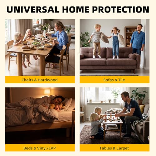 PHIXBEAR 1.5" Upgraded Non Slip Furniture Pads 24PCS, 0.2" Extra Thick Felt & Rubber Grippers, Self Adhesive Floor Protectors, Heavy Duty Couch Stoppers to Keep Furniture in Place