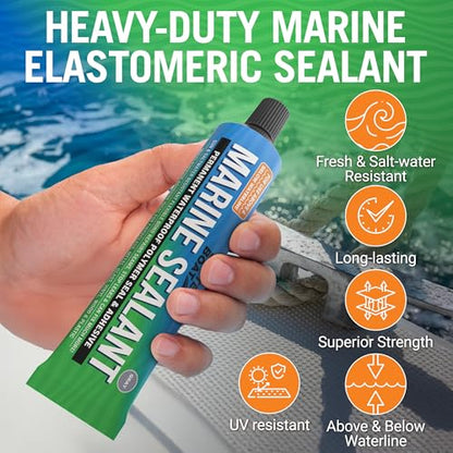 Marine Sealant and Adhesive, Waterproof Marine Grade Caulk, High-Temperature Water Sealant for Boat, Auto, and RV, Silicone-Free, Grey, 1 Tube, 3 Oz - color: Gray, size: 3 oz