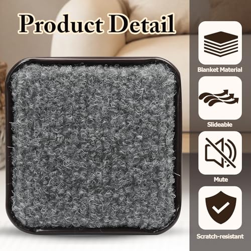 12Pcs Square Metal Felt Furniture Caster Cups, 2-1/2Inch Carpet-Bottom Furniture Sliders Non-Slip Wheel Savers, Floor Protectors Pads for Hardwood, Tile & Laminate Floors - size: Square,2-1/2"