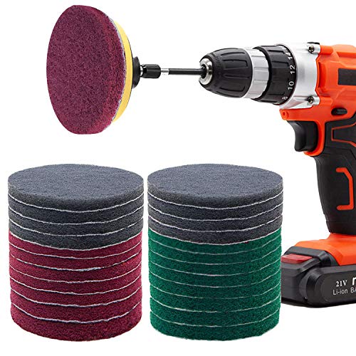 Power Scrubber Pads Drill Attachment, GOH DODD 26 Pieces 4 Inch Headlight Restoration Kit Drill Brush Scouring Cleaning Pads for Kitchen, Bathroom, Grout, Carpet, Shower, Tub, Grill,Tile, Sanding - size: 4 Inch 26 Pieces