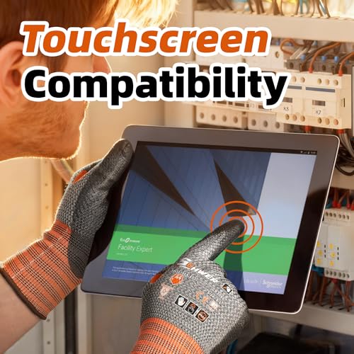 Schwer 12 Pairs Cut Resistant Work Gloves, CR3066 ANSI A4 Cut Proof Gloves with PU Coating, Touch-Screen, Non Slip, Reinforced Thumb, Wire & Fiberglass Free, Durable Working Gloves for Woodworking, XL - size: X-Large