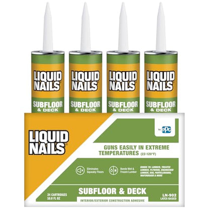 Liquid Nails Subfloor and Deck 10 oz. Tan Latex-Based Construction Adhesive Low VOC, 24 Pack - color: Tan, size: 10 Ounce (Pack of 24)