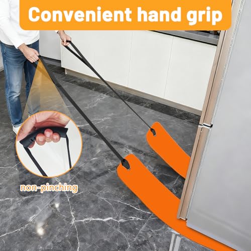 2Pcs Large Appliance Slider with Pull Strap,Pull Furniture Slides,Moving Furniture Gliders Heavy Duty Sliding Sheet for Moving Heavy Furniture,Cabinets,Safes on Carpet and Hardwood Floor (10''×60'') - size: 10''×60'' Orange
