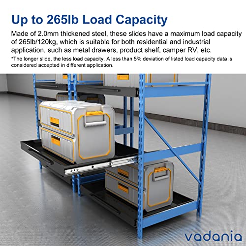 VADANIA 32" Soft Close Heavy Duty Drawer Slides, #K53, Up to 265lb Load Capacity, 3-Fold Full Extension, Ball Bearing, Side Mount, 1-Pair - color: #K53 - Soft Close, size: 32 Inch