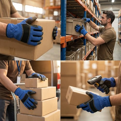 Work Gloves for Men, Durable Mechanic Gloves, Flexible Gardening & Utility Work Gloves with Touchscreen - size: X-Large