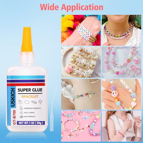 Super Glue for Jewelry Bracelet with Anti Clog Cap. 6 X 1 Fl Oz,Ca Glue - Adhesive Clear Glue for Bracelets,Necklaces,Clay Beads, Bead Charms, Punctuation Beads,Heishi Beads,Quick Dry - style: Bracelet-Glue
