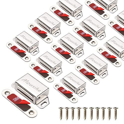 Mousike Cabinet Magnets 30lb Stainless Steel Magnetic Door Catch with Strong Magnetic for Kitchen Cupboard Wardrobe Closet Cabinet Door Drawer Latch - color: Silver, size: 12 Pack