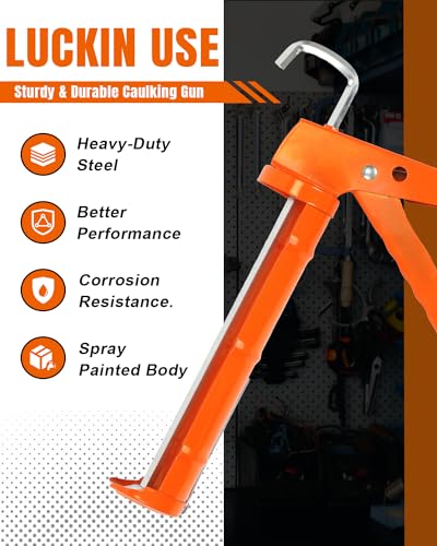 Holothurian Caulking Gun, Caulk Gun No Drip,Sealant Finishing Tool Grout Scraper for Kitchen Bathroom Window Sink Joint, 1/10 Gallon Cartridge, 10:1 Thrust Ratio, Orange - color: Orange
