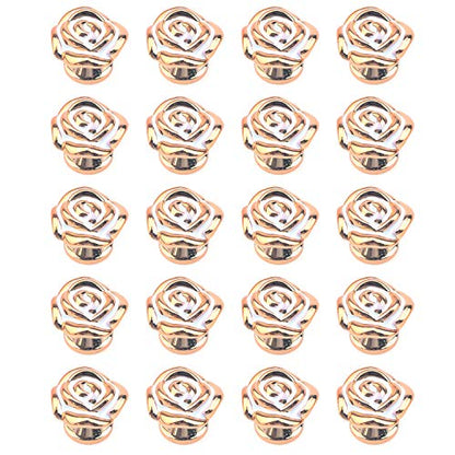Bitray 20PCS Rose Pulls Cabinet Knobs Flower Drawer Knobs Pull Handles - color: Gold