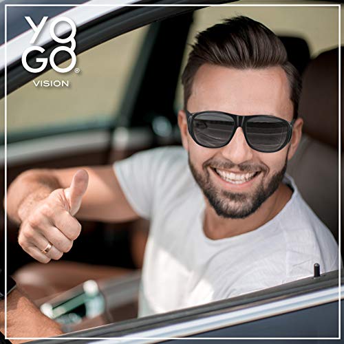Fit Over Wrap Sunglasses Polarized Lens Wear Over Eyeglasses 100% UV Protection for Men and Women - color: Yellow Night Driving Lens and Smoke Lens