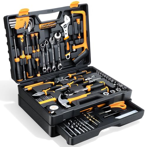 Tool Set- 412 Piece Home Repair/Auto Tool Kit, Storage Organizer with Drawers, Toolbox Storage Case for Women & Men, Perfect for Homeowner, Diyer, Handyman, DIY- Yellow - color: Yellow
