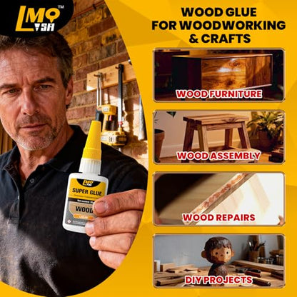 Wood Super Glue Liquid, Clear Instant Cyanoacrylate Adhesive for Wood Crafts Repair Woodworking, All Purpose CA Glue for Shoe Ceramic Plastic Leather Glass Model Metal Pottery Aquarium Porcelain Stone - size: 1oz-Thin