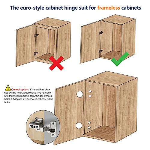 Ravinte 4 Pack 2 Pairs European Kitchen Cabinet Hinges Soft Close Half Overlay Cabinet Door Hinges Heavy-Duty Frameless Adjustable Concealed Cabinet Cup Hinge - size: Half Overlay