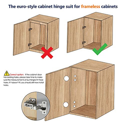 Ravinte 4 Pack 2 Pairs European Kitchen Cabinet Hinges Soft Close Half Overlay Cabinet Door Hinges Heavy-Duty Frameless Adjustable Concealed Cabinet Cup Hinge - size: Half Overlay
