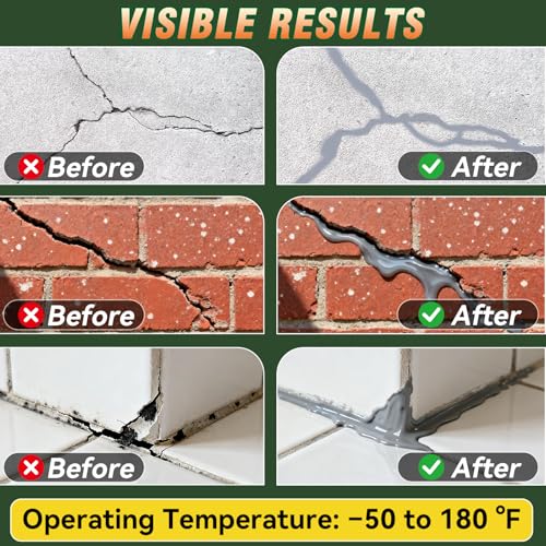 Concrete Crack Filler, High Elasticity Cement Crack Waterproof, Self Leveling Concrete Crack Filler for Driveway, Walkway, Patio, Joint, Indoor and Outdoor - Grey - size: 200g
