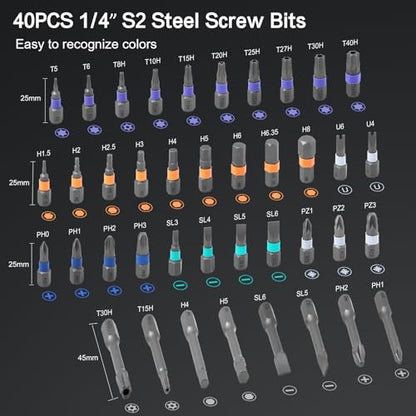 Bomivoi 42 in 1 Magnetic Screwdriver Set, DIY Ratchet Screwdriver Set, Multi Bit Magnetic Drive Set with Detachable Ratchet Handle, Portable Compact Repair Tool Kit for Home Furniture Computer Bicycle - color: Orange
