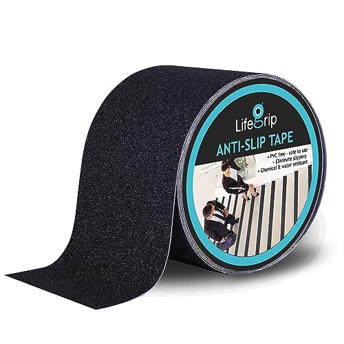Lifegrip Anti Slip Traction Tape, 4 Inch x 38 Foot - Best Grip, Friction, Abrasive Adhesive for Stairs, Tread Step, Indoor, Outdoor (4" X 38') - color: Black, size: 4" X 38'