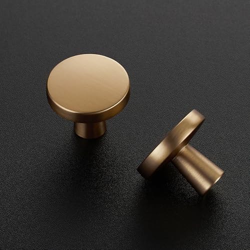 Ravinte 25 Pack Drawer Pulls 1-1/4 Inch Kitchen Cabinet Knobs Solid Round Dresser Drawer Knobs Champagne Bronze Drawer Knobs Dresser Knobs Simple Cabinet Hardware for Cupboard Drawer Pulls - color: Champagne Bronze