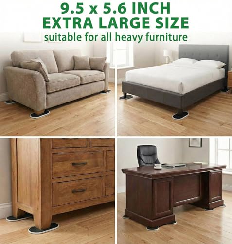 Extra Large Furniture Sliders for Carpet, 9.5 Inch Heavy Duty Reusable Moving Pads for Carpet and Hardwood Floors, Glides to Protect Surfaces and Easy Relocation - size: For Hard Surfaces - 4 PCS