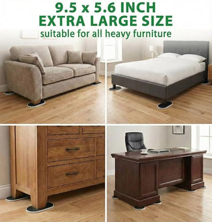 Extra Large Furniture Sliders for Carpet, 9.5 Inch Heavy Duty Reusable Moving Pads for Carpet and Hardwood Floors, Glides to Protect Surfaces and Easy Relocation - size: For Hard Surfaces - 4 PCS