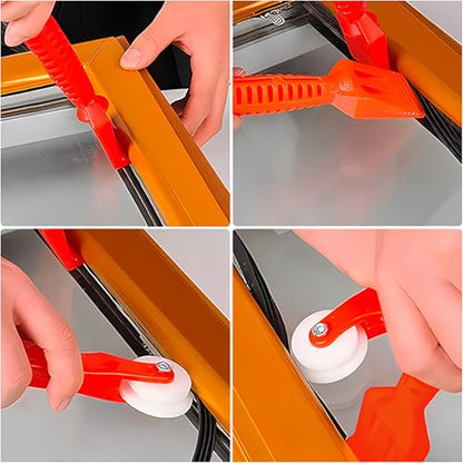 RLECS 2PCS Screen Roller Tool Scoop Red Window Leather Strip Installation Utensil for Door Seam Repair and Automotive Seal Replacement