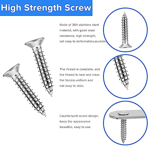 32 Pcs Stainless Straight Bracket (1.96*0.63 inch) Flat Straight Braces, Metal Fixed Connecting Plate, Can be Used to Repair Furniture, Bookcase, Table,Chair Legs, Beds Etc. with 64 Pcs 304 SS Screws - size: 50mm / 32 Pcs
