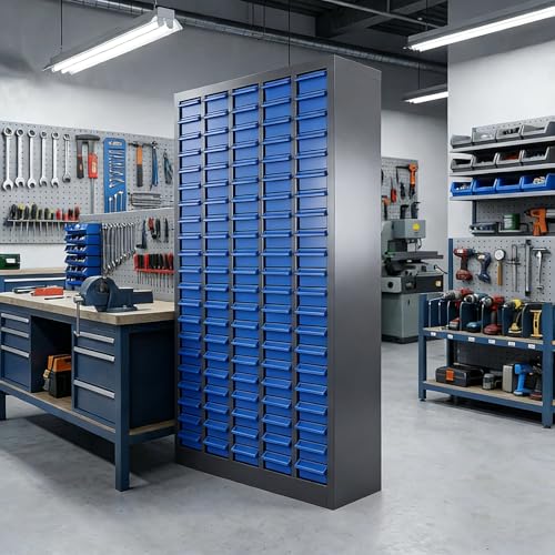 100-Drawer - Nut and Bolt Organizer | Stainless Steel Part Storage Cabinet | Shelves & Labels | Each Drawer 3.9" D x 7.8W x 2" H | Durable Hardware Storage for Small Parts/Tool (Classroom, Home) - style: 100 Drawer Stainless Steel