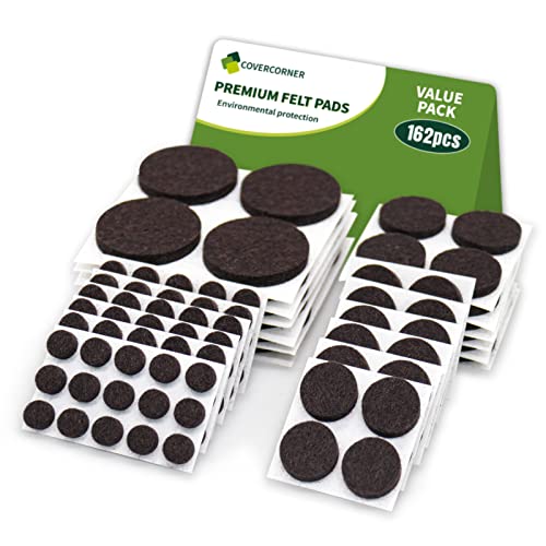 Felt Furniture Pads for Hardwood Floors 162 PCS, Furniture Pads, Floor Protectors for Hardwood Floors, Felt Pads for Furniture, Round, Dark Brown, Value Pack - size: 162pcs Value Pack Round Dark Brown