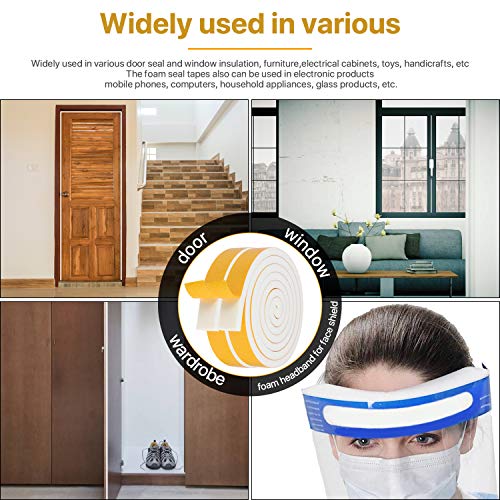 Air Conditioner Foam-2 Rolls, 3/4 Inch W X 3/4 Inch T Total 13 Feet L, Open Cell Foam Insulation Weather Seal Adhesive Foam Headband for Face Shield(6.5ft x 2 Rolls) - size: 3/4" (W) x 3/4" (T) x 13' (L)