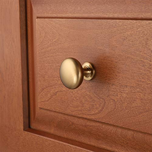 Solid Brass Cabinet Knobs 15 Pack, Brushed Gold Drawer Knobs, Antique Brass Dresser Knobs, Warm Gold Kitchen Furniture Hardware, Diameter 1-1/5" - color: Warm Gold