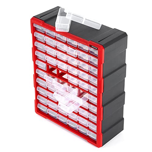 INTERTOOL Small Parts Organizer for Hardware & Screws | 60 Removable Bins with Dividers | Wall Mount or Desktop Craft & Lego Storage Cabinet | 19” x 15” x 7” BX08-4016 - style: 60 Drawers