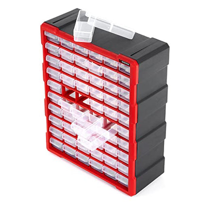 INTERTOOL Small Parts Organizer for Hardware & Screws | 60 Removable Bins with Dividers | Wall Mount or Desktop Craft & Lego Storage Cabinet | 19” x 15” x 7” BX08-4016 - style: 60 Drawers