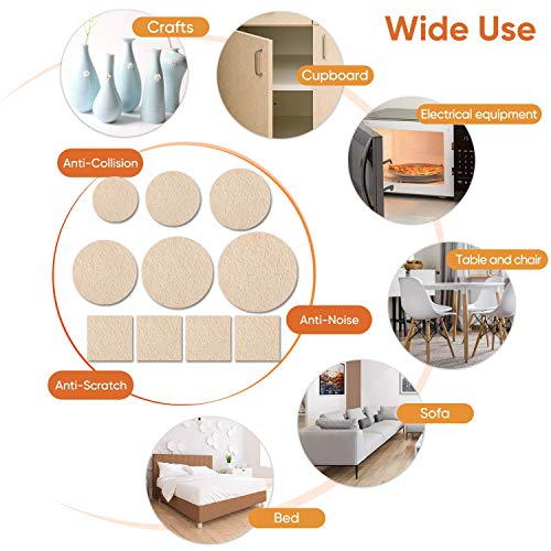 Furniture Pads 300 Pack Premium Furniture Felt Pads (Beige), Huge Quantity Self Adhesive Anti Scratch Floor Protector for Furniture Legs Hardwood with 60 Cabinet Door Bumpers - size: Beige