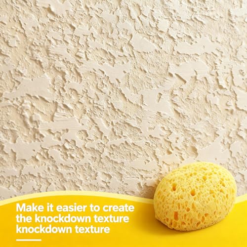 7-Piece Drywall Texture Repair Kit, 4 Knockdown Texture Sponges, 1 Scraper & 1 Pairs Gloves, for DIY Wall & Ceiling Patch, Matching Orange Peel & Splatter Texture