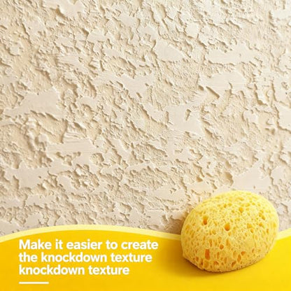 7-Piece Drywall Texture Repair Kit, 4 Knockdown Texture Sponges, 1 Scraper & 1 Pairs Gloves, for DIY Wall & Ceiling Patch, Matching Orange Peel & Splatter Texture