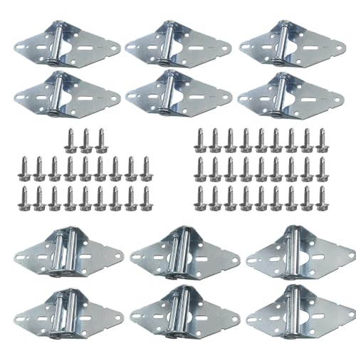 12 Pcs Garage Door Hinges Kits for 8' Height Garage Doors with Galvanized Finish Heavy Duty 14 Gauge Steel Corrosion Protection Suitable for Residential/Light Commercial Garage Door Replacement - size: 8Ft Door