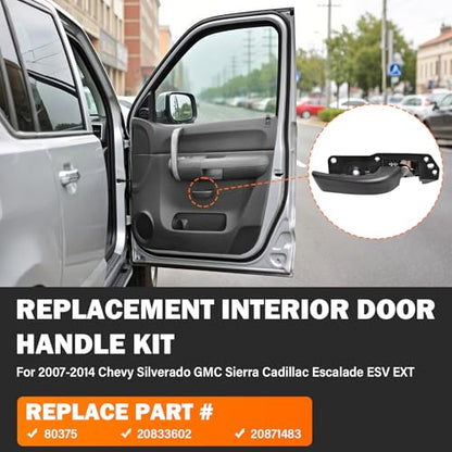 Interior Door Handle Front or Rear Passenger Side Right - Compatible with 2007-2013 Chevy Silverado Avalanche Tahoe Suburban, GMC Sierra Yukon, 2007-2011 Cadillac Escalade - Replaces 20833602 80375 - size: Right Passenger Side
