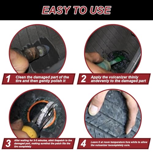 Chemical Vulcanizing Cement 250ML/8.8 FL.Oz, Fast Dry Rubber Cement, All Purpose Tire Repair Glue, Clear Patch Plug Kit with Brush Top Can for Lawn Mower, Motorcycle, Bike, Car