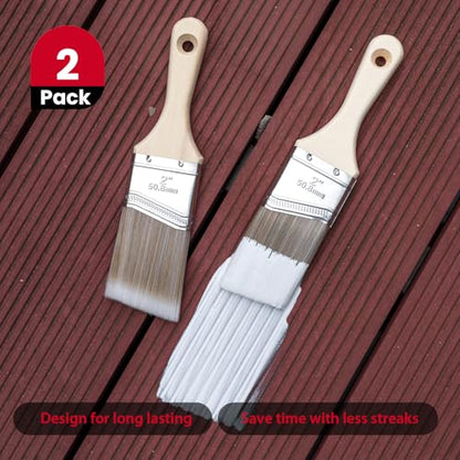 Mister Rui Paint Brushes, Paint Cup with Paint Bucket Liners, 2 Inch Paint Brush, Professional Paint Brush Set for Smooth Finish, Wall, Furniture, Trim - size: 1PCS, 2" Short, Red Paint Cup