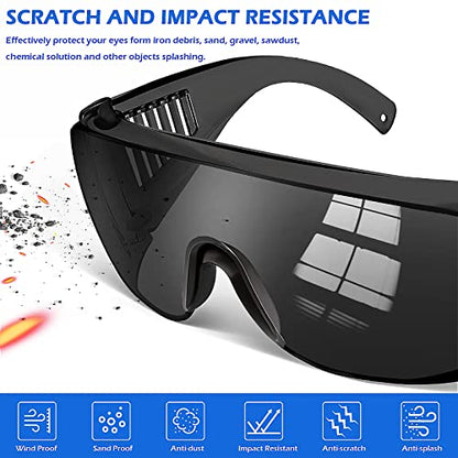 OXG Safety Glasses Over Eyeglasses Anti-Fog, ANSI Z87.1 Safety Goggles Eye Protection Glasses for Men and Women - color: Black-6 Pack