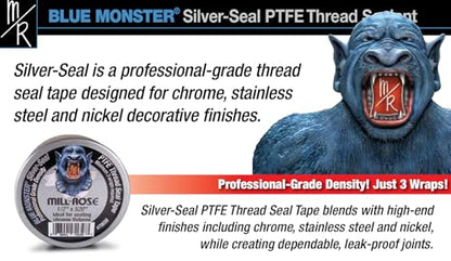 1/2" Silver-Seal PTFE Thread Seal Tape, Professional Grade, 1/2 Inch x 520 Inch, for Chrome, Nickel, and Stainless Steel Threads