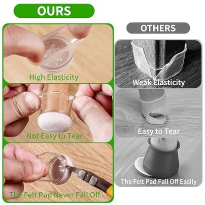 24 Pcs Silicone Chair Leg Floor Protectors for Hardwood Floors, Felt Furniture Pads Rubber Chair Leg Caps, Bar Stool Leg Floor Protectors, Anti-Scratch & Reduce Noise, Round(Clear, Fit: 0.75"-1.1") - size: Clear-M(Fit: 0.75"-1.1")