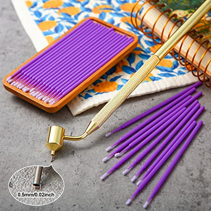 Tondiamo 100 Pack 0.5 mm Touch up Paint Brushes Repair Pen Gold Paint Applicator Fluid Writer Pen Detailing Disposable Micro Applicator for Auto Repair Chip Automotive Scratch(Purple) - color: Purple
